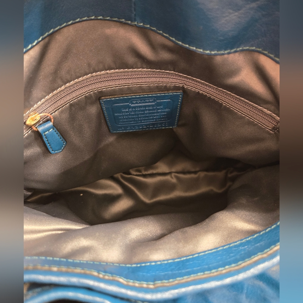 COACH 2013 Madison Phoebe Teal Gathered Twist Leather Shoulder Bag - Picture 11 of 14